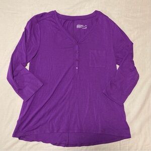 Jockey Purple Henley Top Relaxed Fit